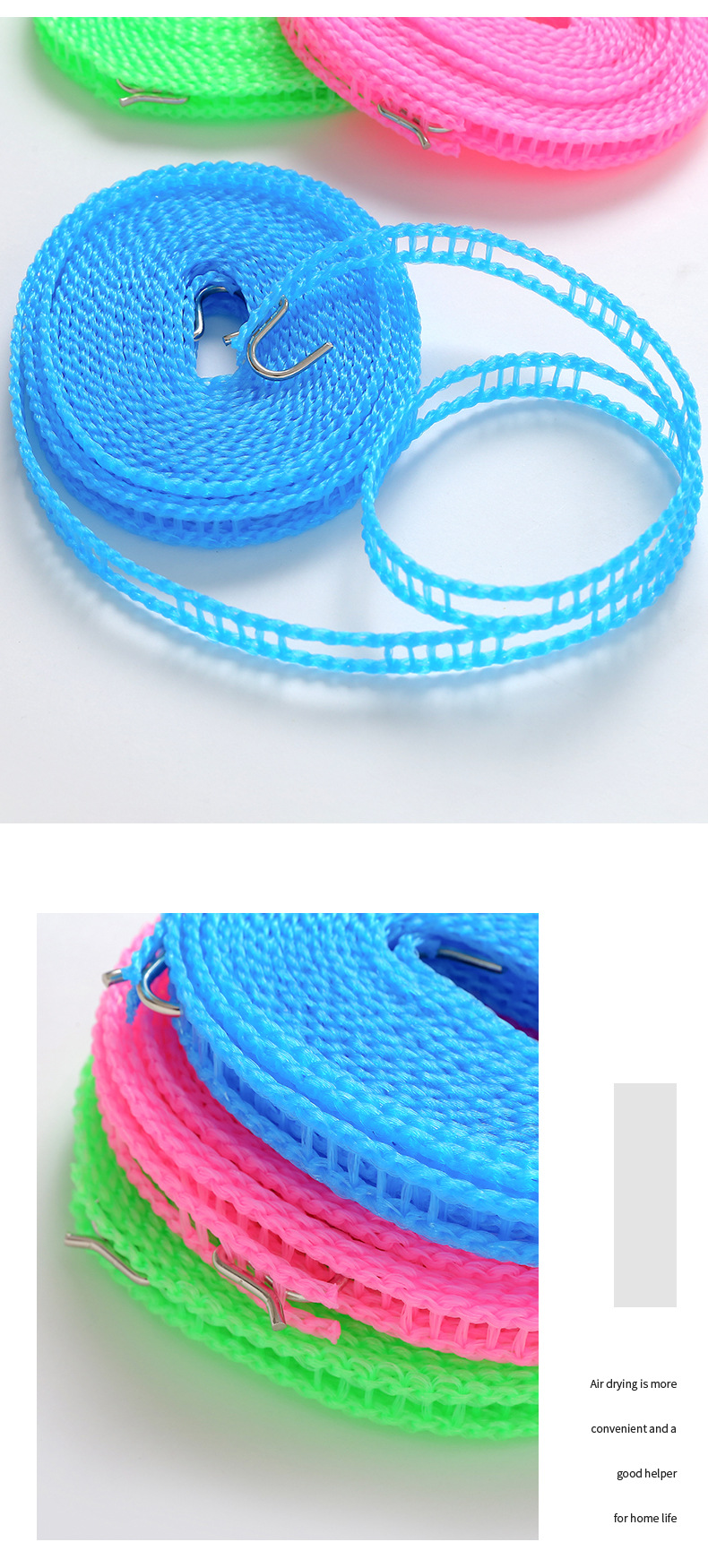 Clothesline, indoor and outdoor non-perforated clothesline, anti-slip and windproof clothesline, rope for hanging quilts and clothes pic 11