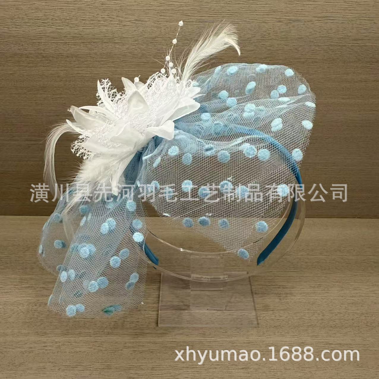 复古风羽毛花朵网纱发箍新娘婚礼礼帽旅拍头饰饰品发饰头纱详情14
