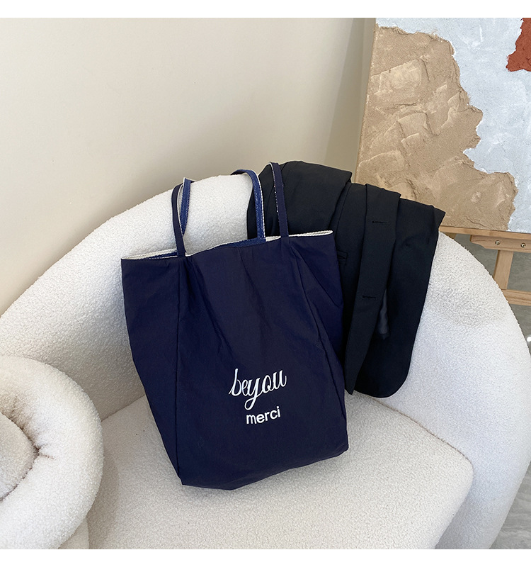 Striped canvas bag, 2024 new Korean-style ins tote casual bag, single-shoulder large-capacity tote bag shopping bag pic 45