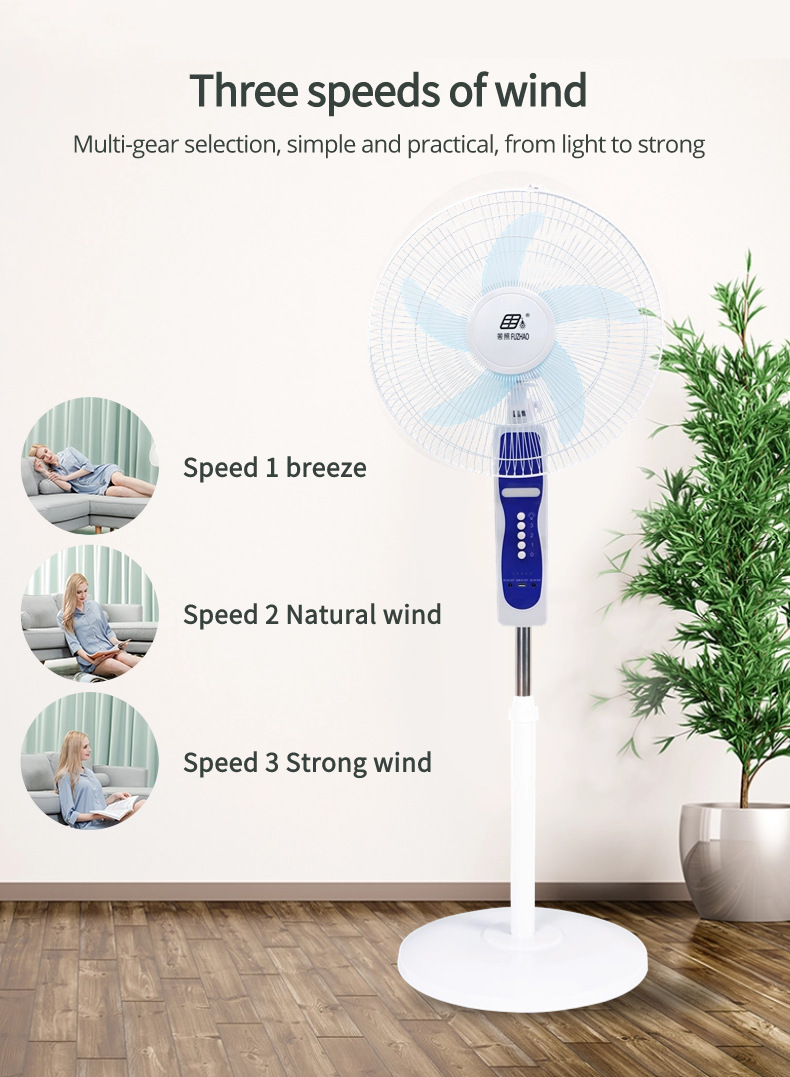 Wholesale electric fans from manufacturers: 16-inch household floor-standing fans, high-power vertical oscillating solar fans pic 6