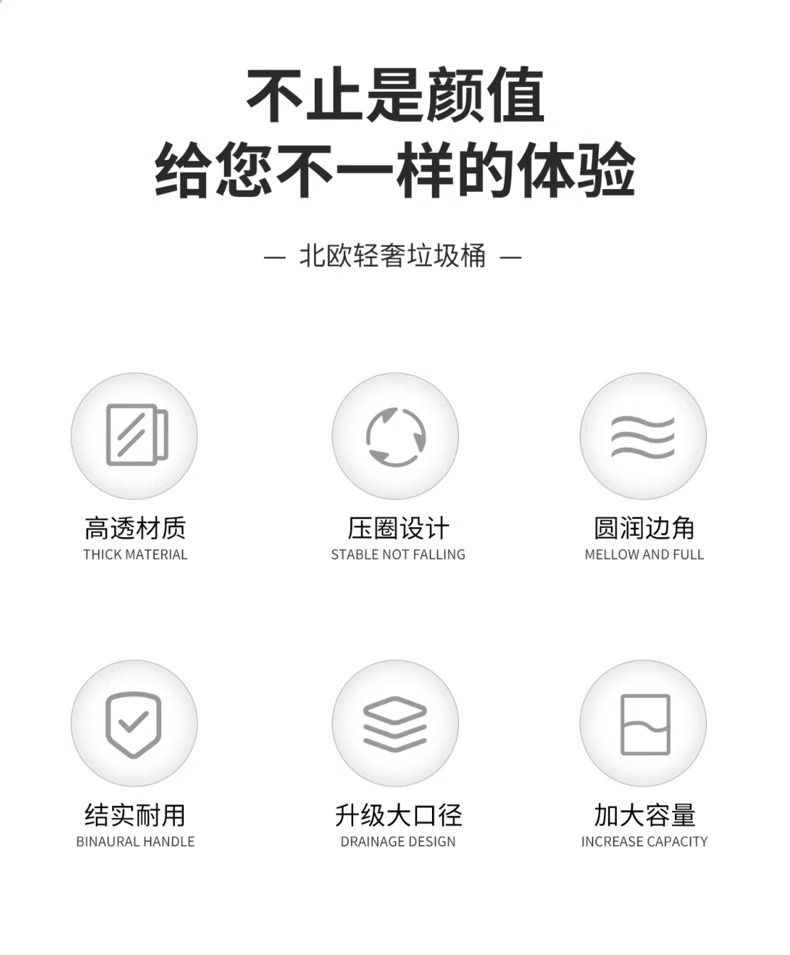 Transparent water ripple trash can, light luxury large capacity for home living room, bathroom, kitchen and bedroom, sanitary bucket pic 2