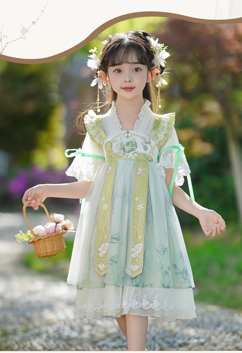 国潮汉服女童春装2025新款连衣裙儿童国风超仙春季唐装中国风童装春款详情10
