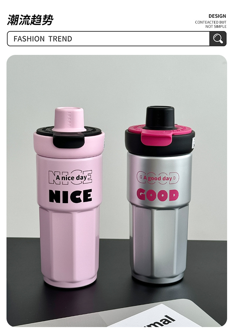 ins style flower language portable insulated cup, female stainless steel high appearance level student 316 water cup, insulated tea-water separation cup pic 27