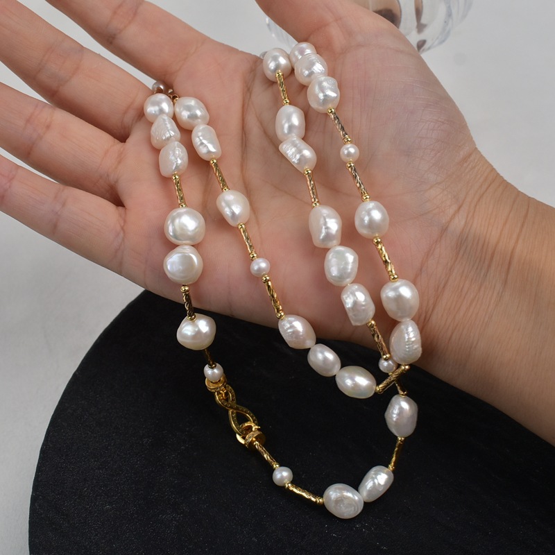 70cm autumn and winter outfit: Natural freshwater pearl sweater chain, Baroque irregular pearl necklace, long neck chain pic 8