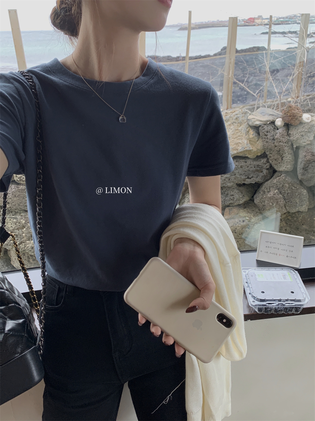 THE LEMON柠檬绿茶正肩磨毛短袖t恤女2024秋季新款百搭上衣打底衫详情41