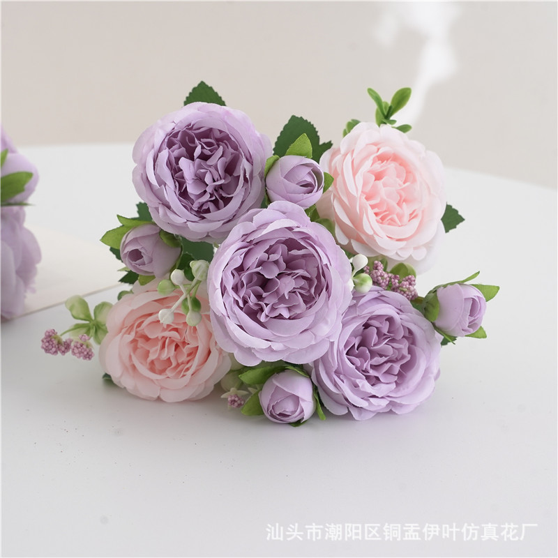 9色 仿真花春色牡丹 芍药玫瑰花家居摆件婚庆手捧花路引桌面装饰详情22