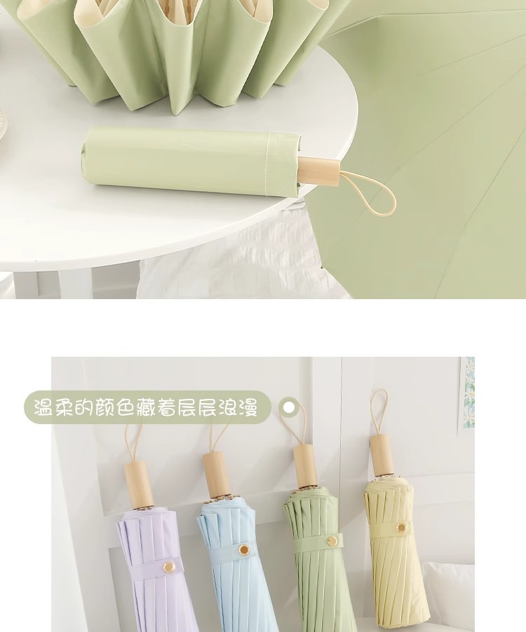 16-bone retro color rubber sun umbrella, all-purpose umbrella for female ins students, wind-resistant, sun-proof and UV-protective sunshade pic 34
