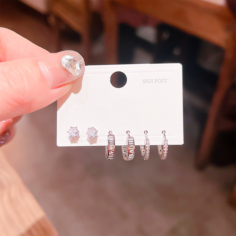 2024新品光面几何圆形锆石圈圈耳扣 ins风简约百搭时尚耳钉环饰品详情20