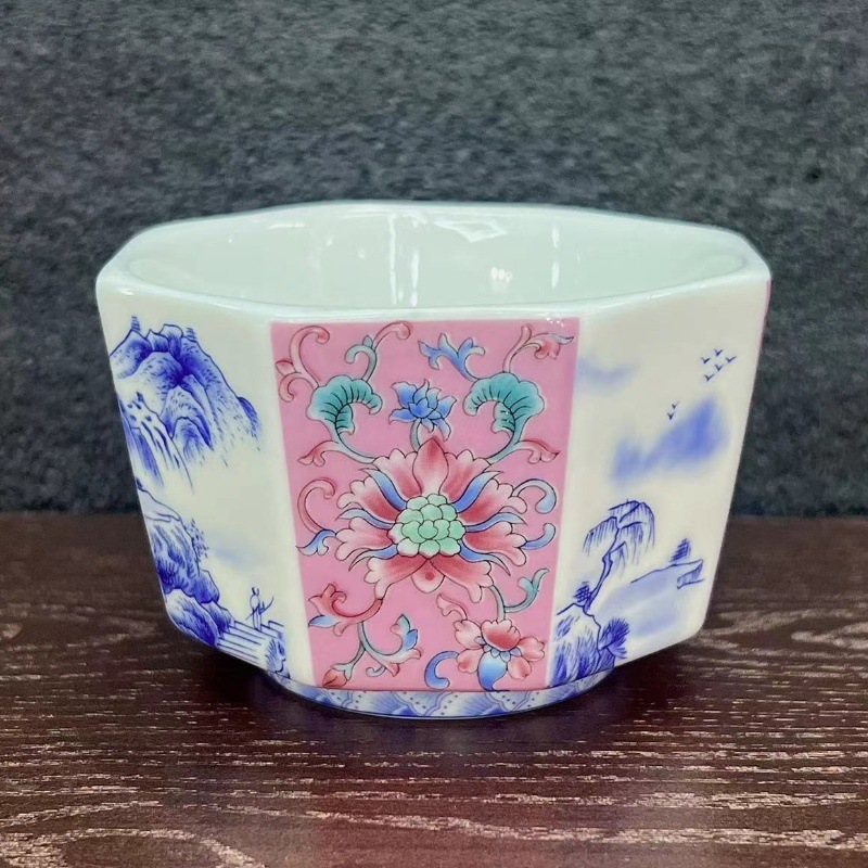 珐琅彩主人杯复古茶盏八角杯茶杯主人杯个人专用品茗杯陶瓷茶杯详情4