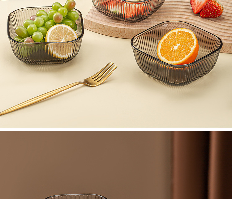 Glass bowl opening event Gift promotion: Vertical patterned glass cups and bowls, household water cups, dessert salad bowls, two-piece set pic 14