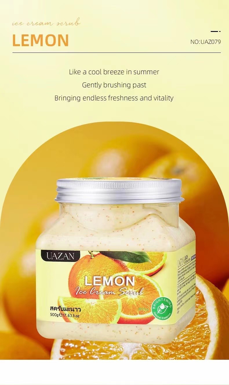 UAZAN植物水果磨砂膏身体去角质沐浴盐死皮清洁嫩肤美容护肤身体护理详情50