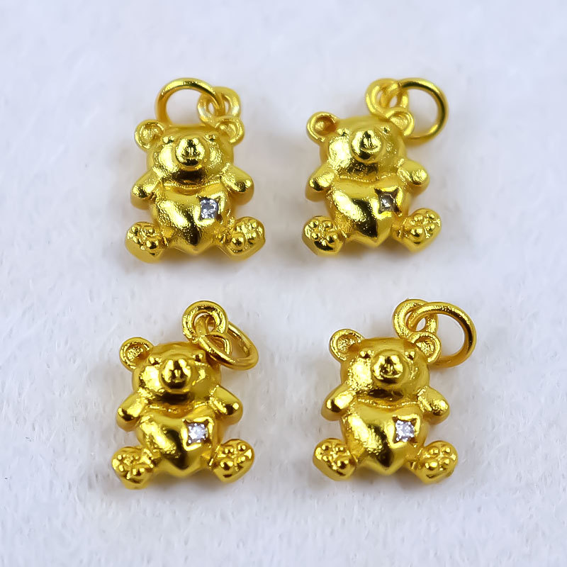 Wholesale of sandgold ancient method handcrafted zirconium-inlaid bear electroplated pendant accessories pic 2