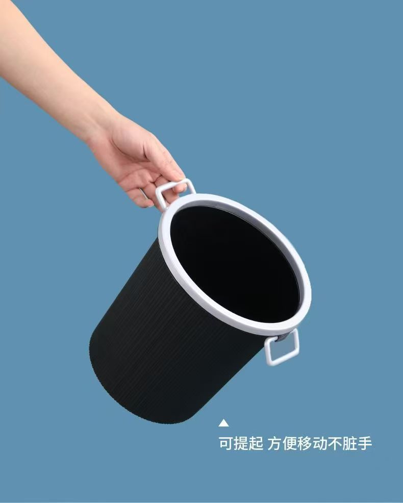 拉环垃圾桶办公环卫物业厨房商用酒店客房塑料黑色大号无味02249详情6