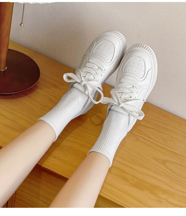 玛速主义2025春新款厚底增高小白鞋女休闲饼干圆头系带学院风板鞋详情15
