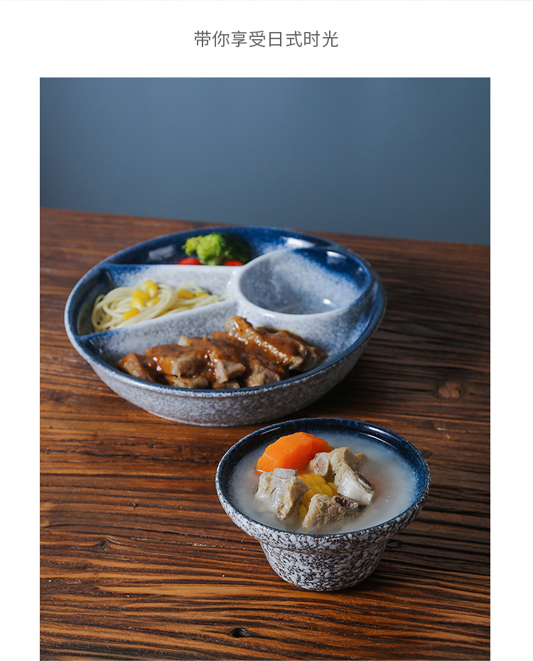日式分格减脂餐盘分餐盘家用早餐分隔陶瓷儿童定量分食一人食餐具详情12