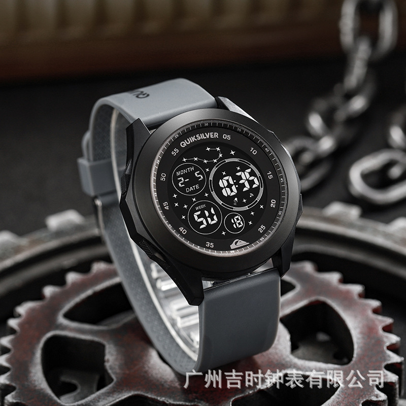 QIKSILVER唛新品男士科技电子表多功能防水夜光潮流学生电子手表详情19
