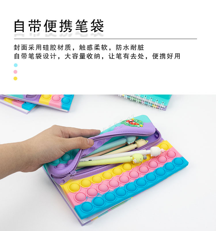 新款灭鼠笔记本恐龙独角兽二合一笔袋解压按按乐记事本学生创意文具详情5