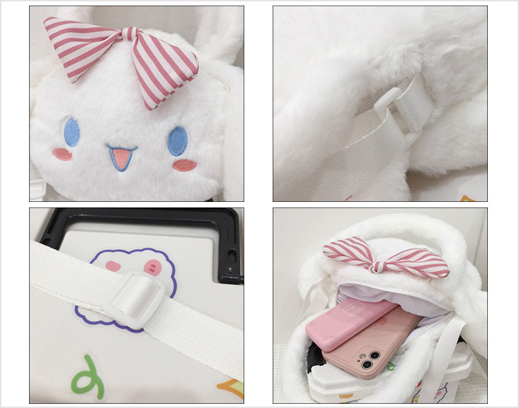 Japanese-style Instagram cute puppy cartoon plush bag, Korean-style soft girl single-shoulder crossbody bag, furry handbag pic 4