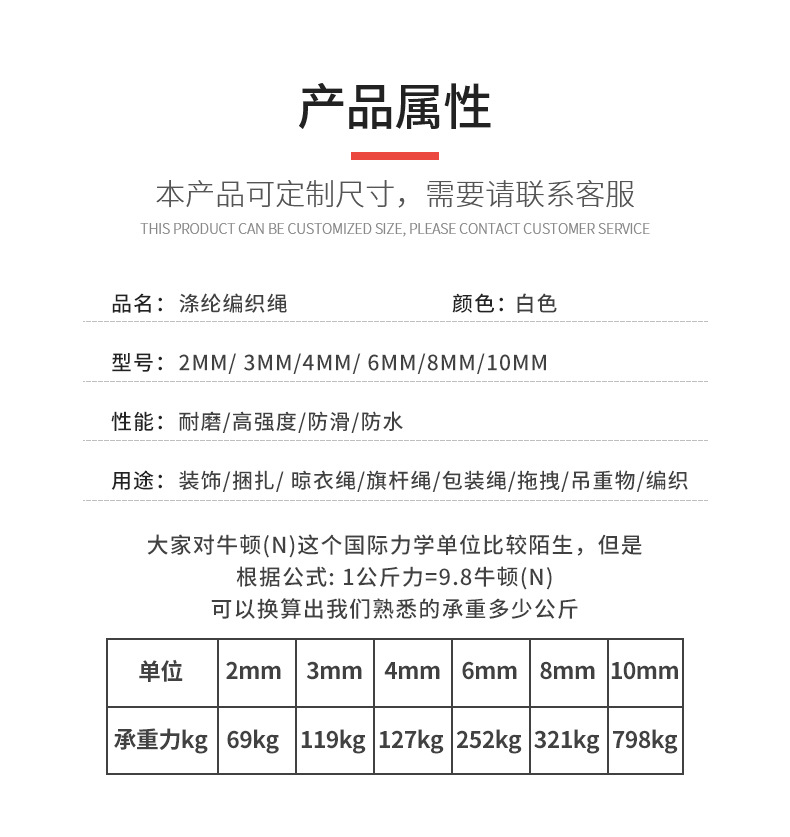 跨境结实耐磨绳子货车捆绑粗细尼龙绳篷布防风编织涤纶安全绳子详情13