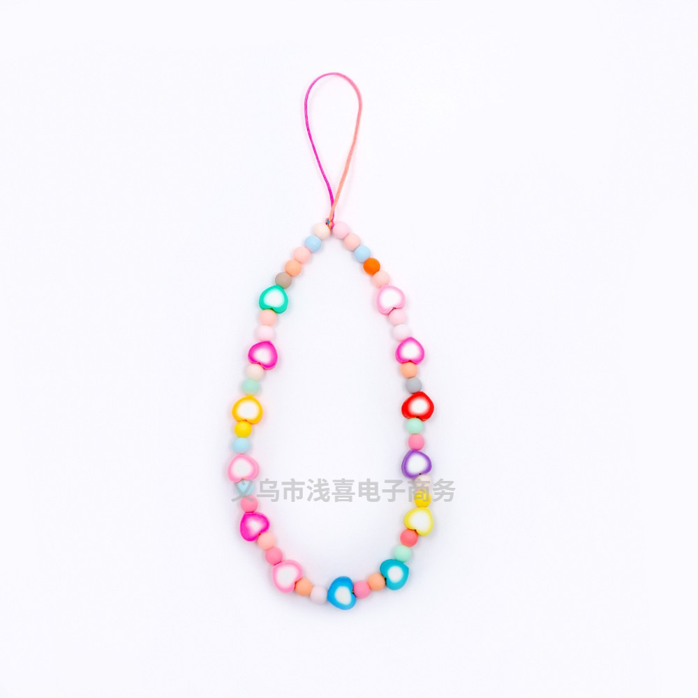 European and American soft clay phone chain, colorful fruit anti-loss creative phone case hanging decoration, flower heart phone lanyard pic 5