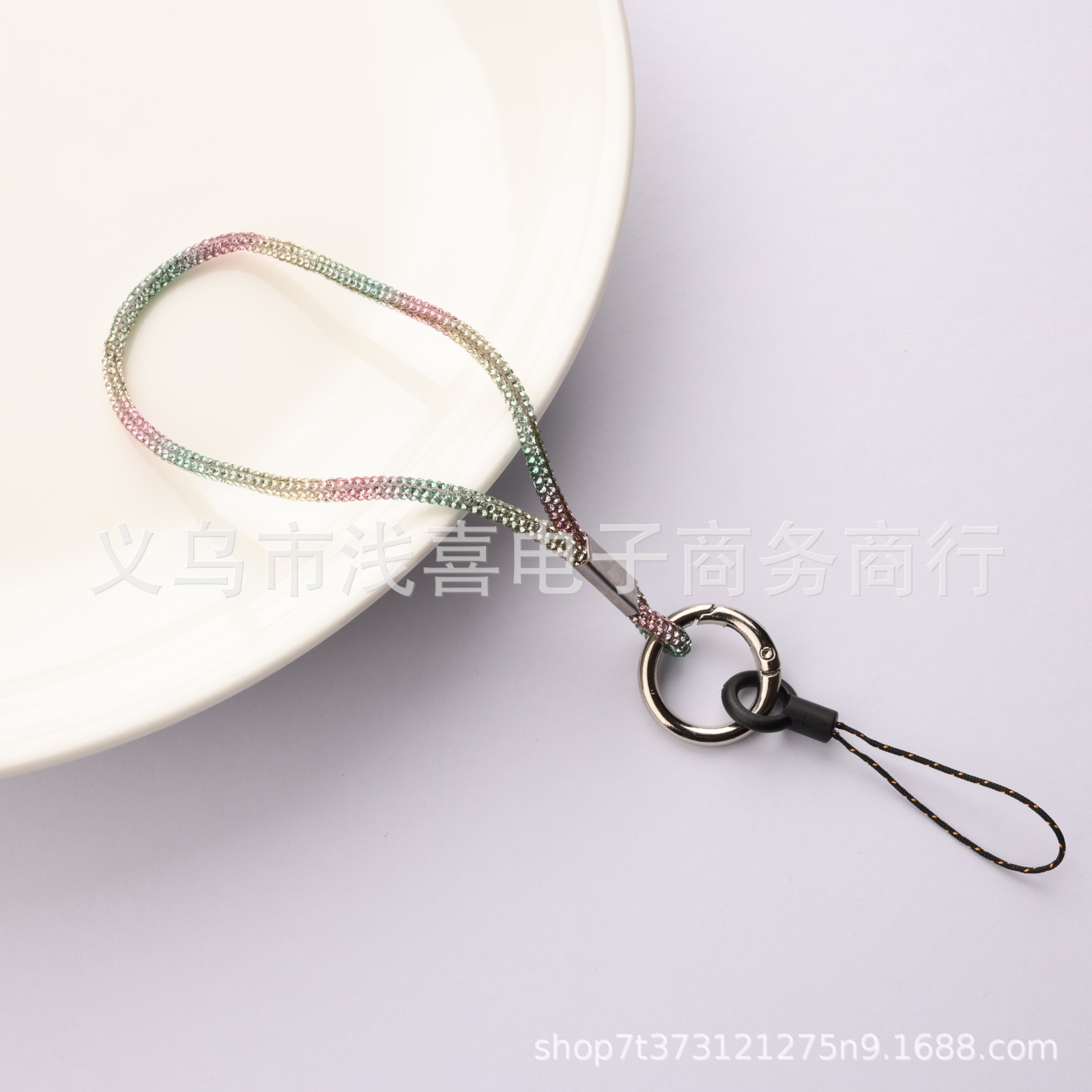 欧美新款手机挂链高级感奢华镶水钻链满闪钻证件吊牌绳手机挂链绳详情4