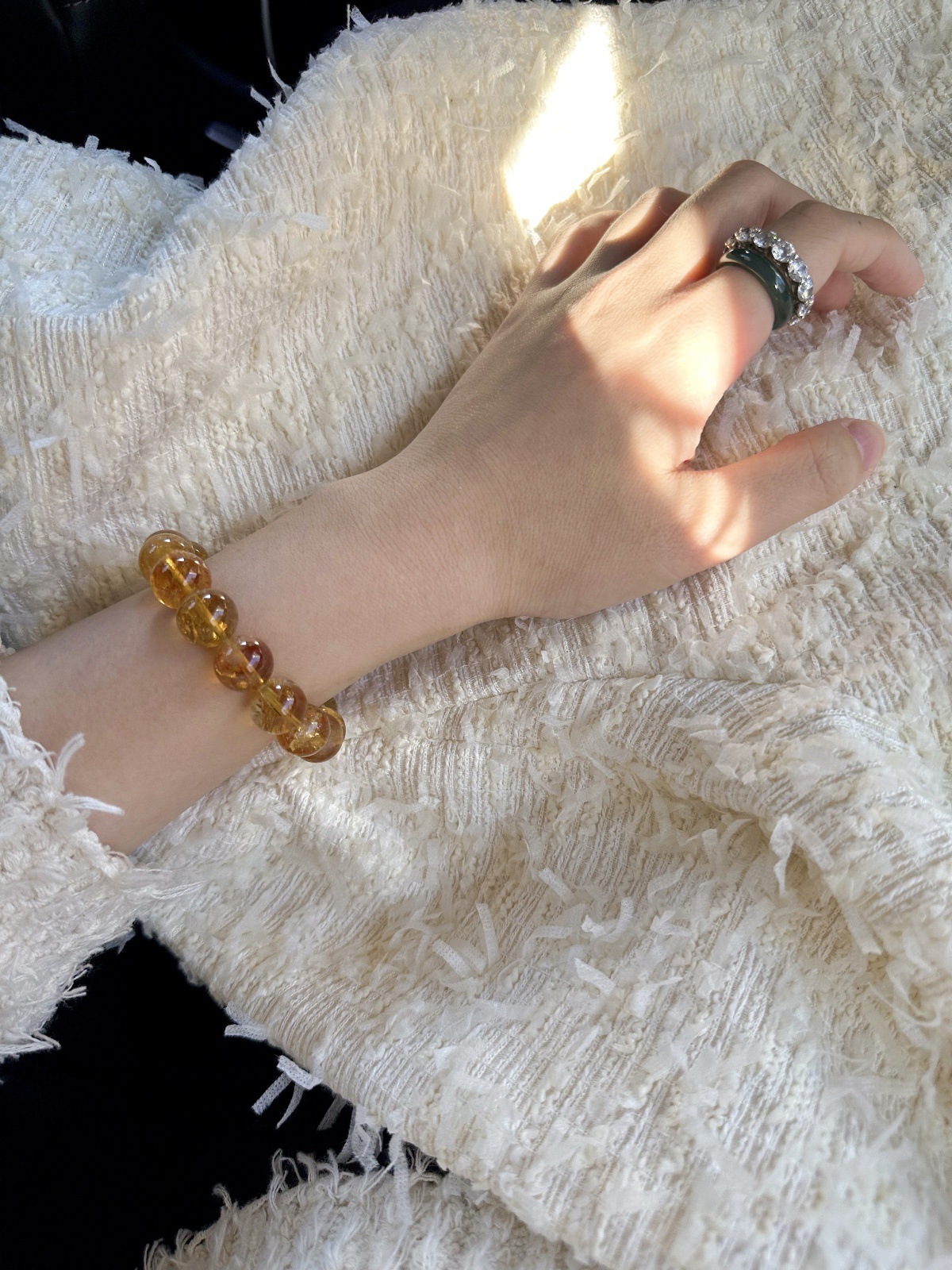 JSY【星汉灿烂】原创天然阿赛斯特莱黄水晶手串招财运礼物高级感详情17