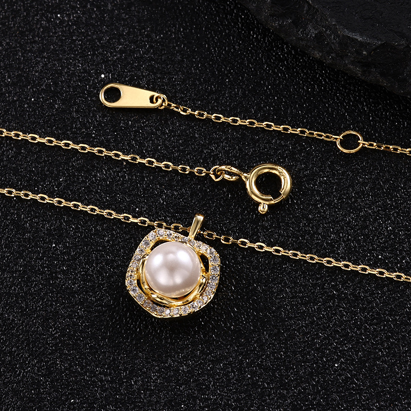 S925 All-silver Edison pearl pendant necklace, a versatile and high-end gift for women, simple and versatile, small and clear pic 23