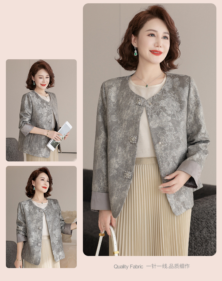 新中式妈妈春装洋气新款提花卫衣 贵夫人大码中老年女开春国风上衣外套详情16
