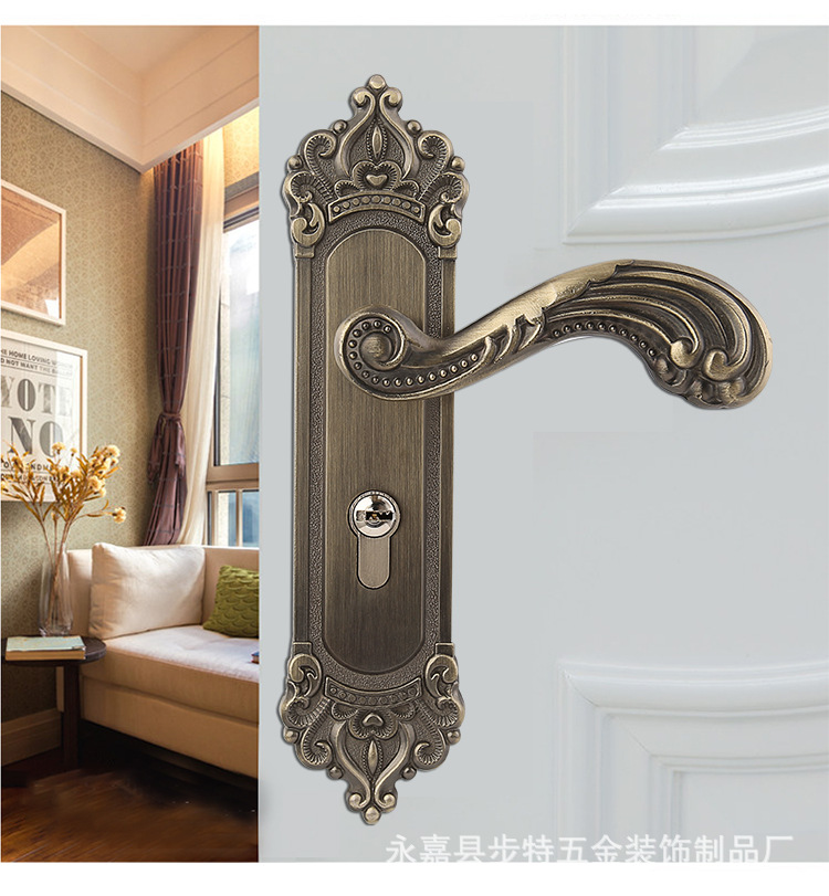 European-style antique bronze interior door locks, bedroom doors, solid wood silent door locks, mechanical doors, lock handles, door locks pic 10