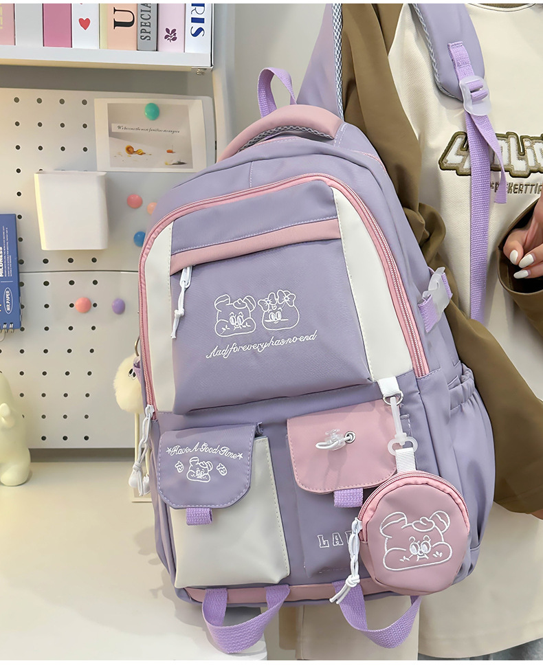 Japanese and Korean casual backpacks, forest-style schoolbags, multi-pocket schoolbags for primary school students, large capacity for cross-border travel for junior and senior high school students pic 15