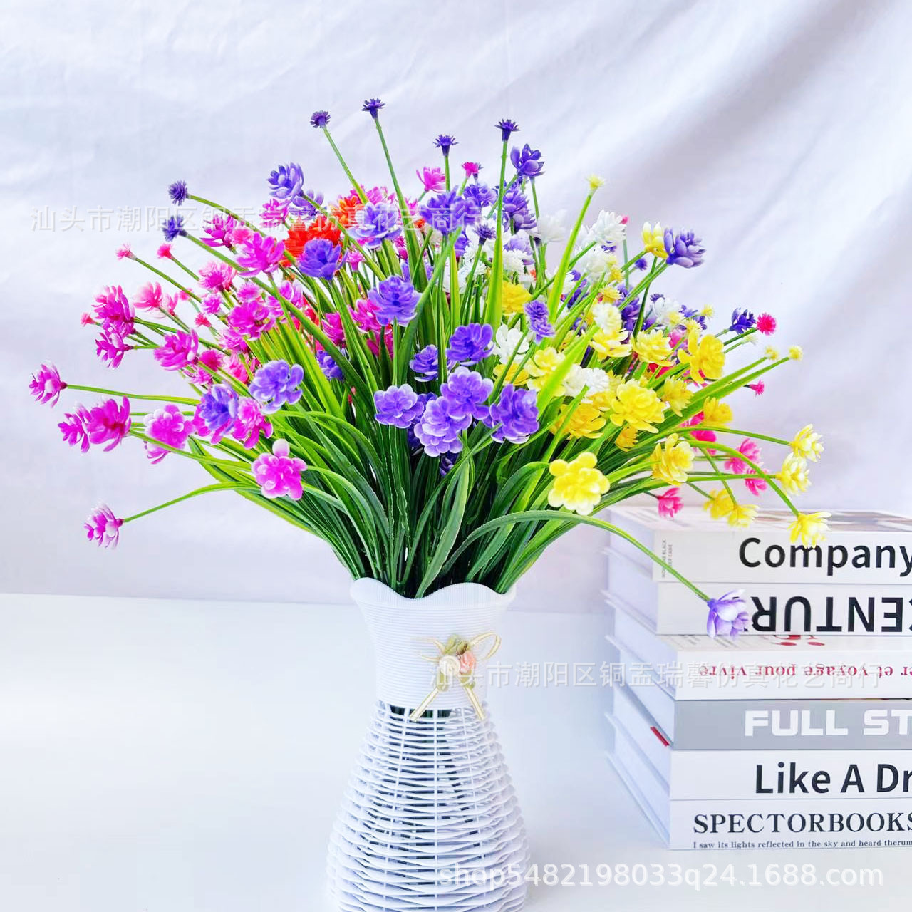 亚马逊跨境人造花7叉春草茶花仿真花满天星玫瑰花水仙花玉米花详情7