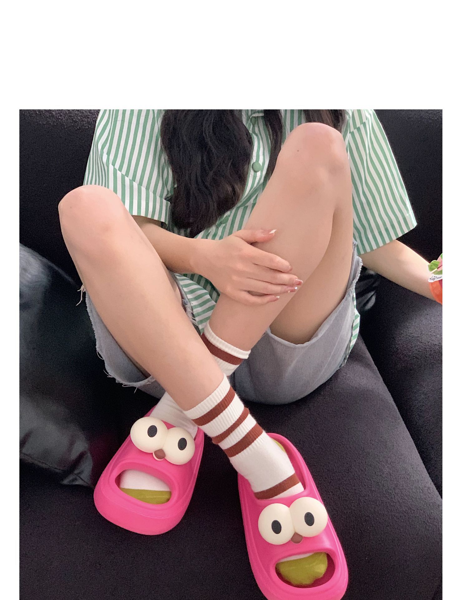 网红趣味大眼睛可爱踩屎感包头拖鞋女夏季厚底居家凉拖外穿一字拖详情25
