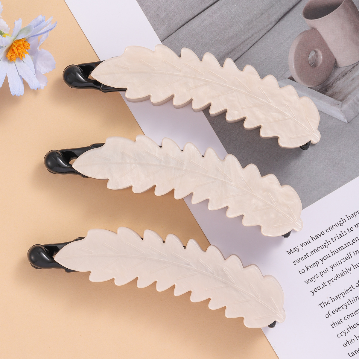 韩系简约树叶香蕉夹发量多高马尾固定妞妞夹小众设计气质新款发饰详情4