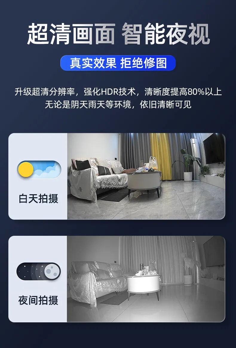 家用无线监控器高清远程监控WiFi人体感应网络摄像头猫眼无死角详情2