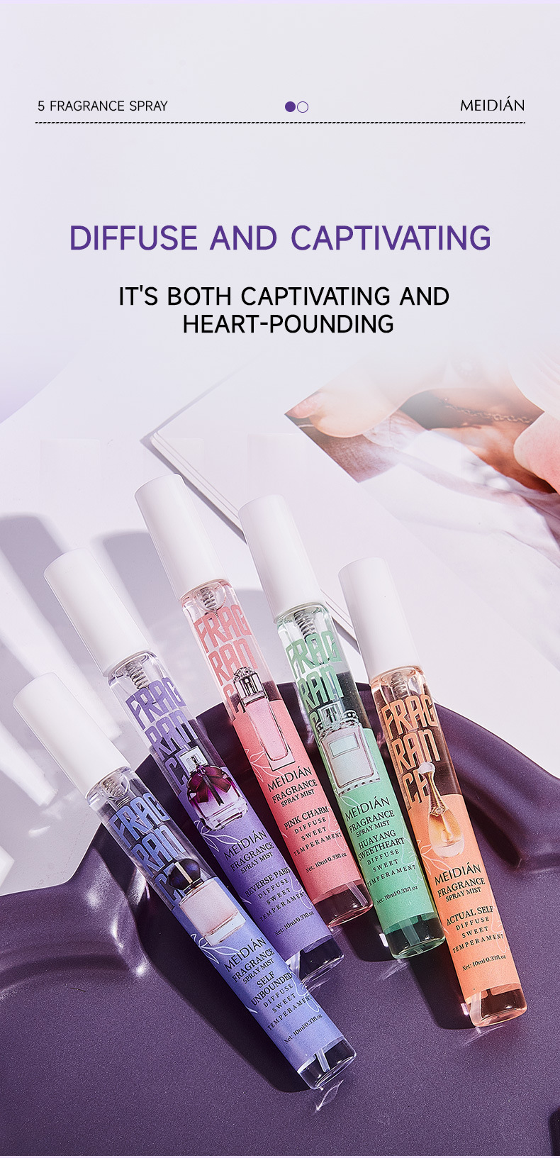 【 Cross-border Exclusive 】 Wholesale of 5-bottle MEIDIAN Fragrance Spray for Fresh, Light and Odor-Removing Perfume pic 4