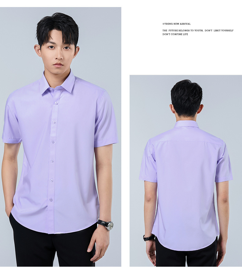 Modal short-sleeved shirt for men, summer stretch wrinkle-free business casual top, new summer commuter shirt pic 25