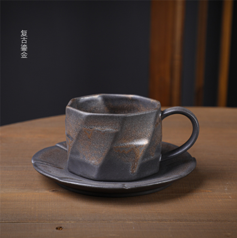 日式复古陶瓷咖啡杯碟套装创意伴手礼杯子下午茶马克杯粗陶咖啡杯详情33