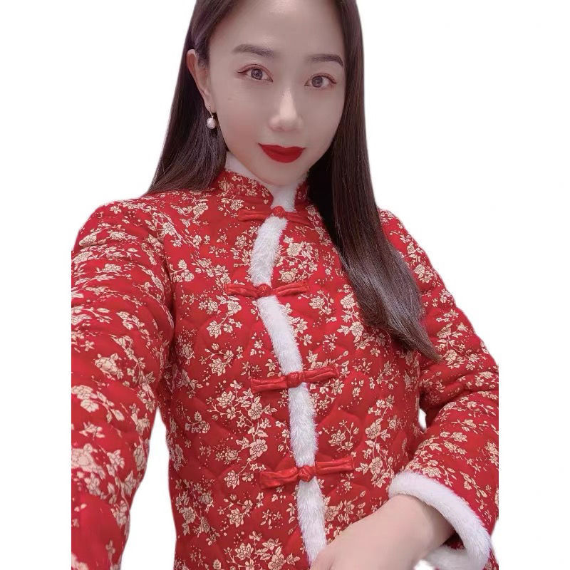 Choyin mesh chaqueta acolchada bandeja de cierre tang chaqueta de algodón noreste chaqueta de algodón grande flor chaqueta de año nuevo chaqueta chaqueta de algodón estilo chino étnico mujeres pic 5