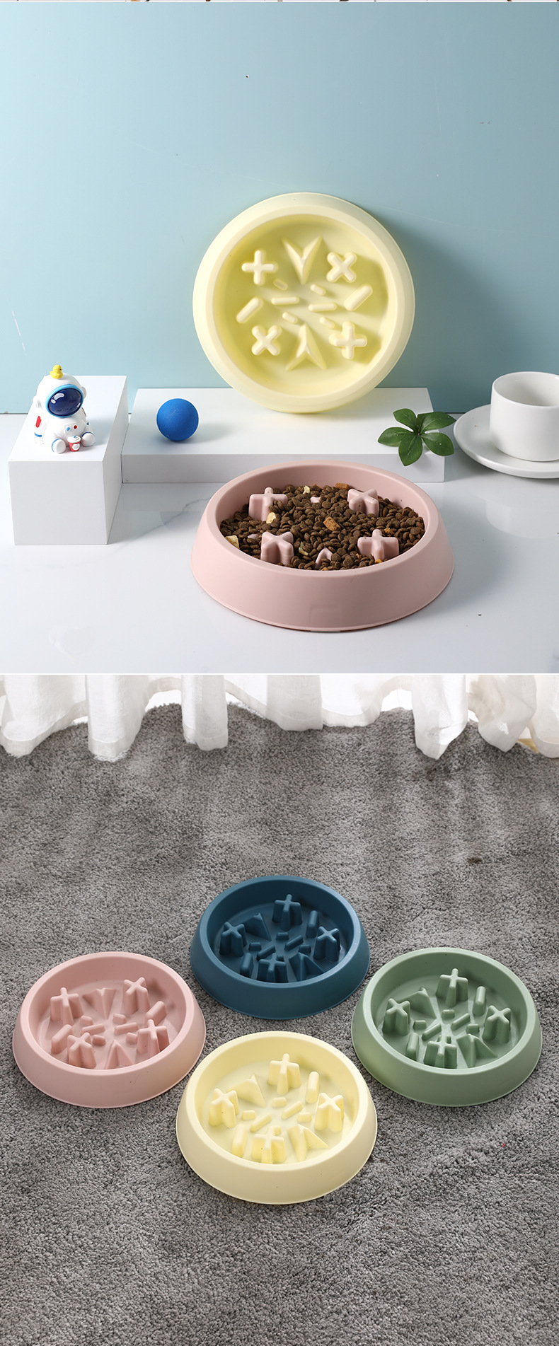 Rongka Pet Cross-border Pet Bowls for cats and Dogs, anti-choking and anti-vomiting slow food bowls, multi-color small and medium-sized dog feeding slow food bowls pic 11