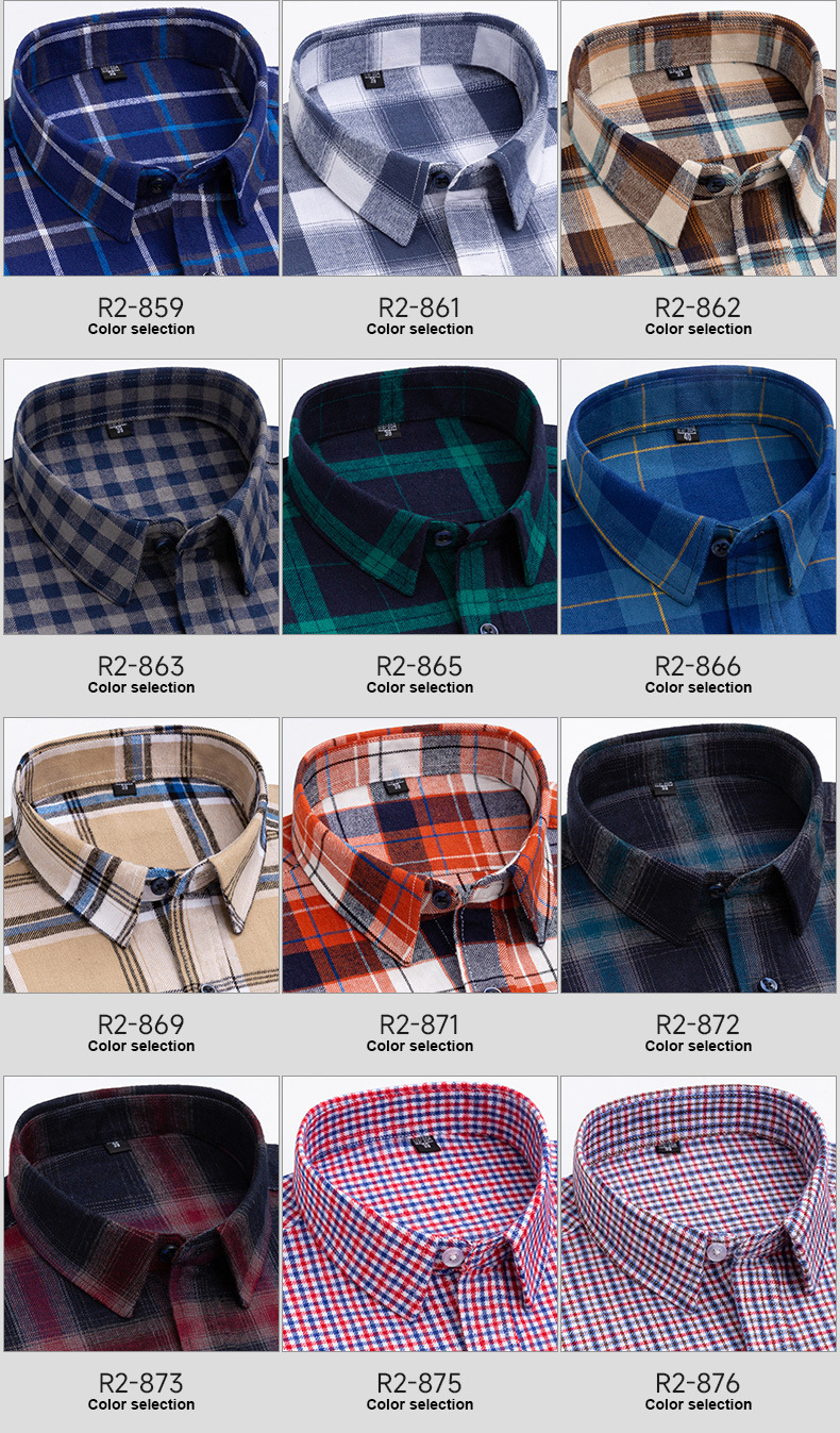 【 Pure Cotton Brushed 38 Color 】 New pure cotton brushed checked shirt for men, long-sleeved all-cotton business casual shirt for men pic 12