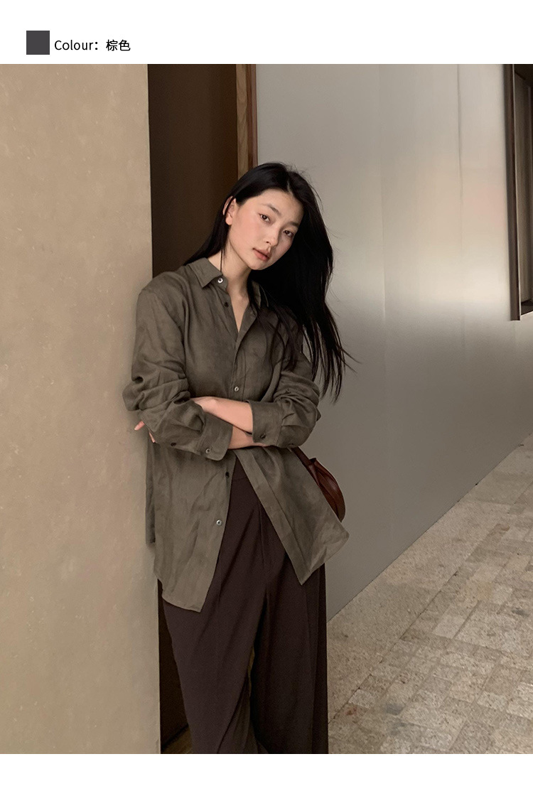 clean 慵懒舒适亚麻衬衣女2025十三行春季新款韩版时装衬衫 52271详情33