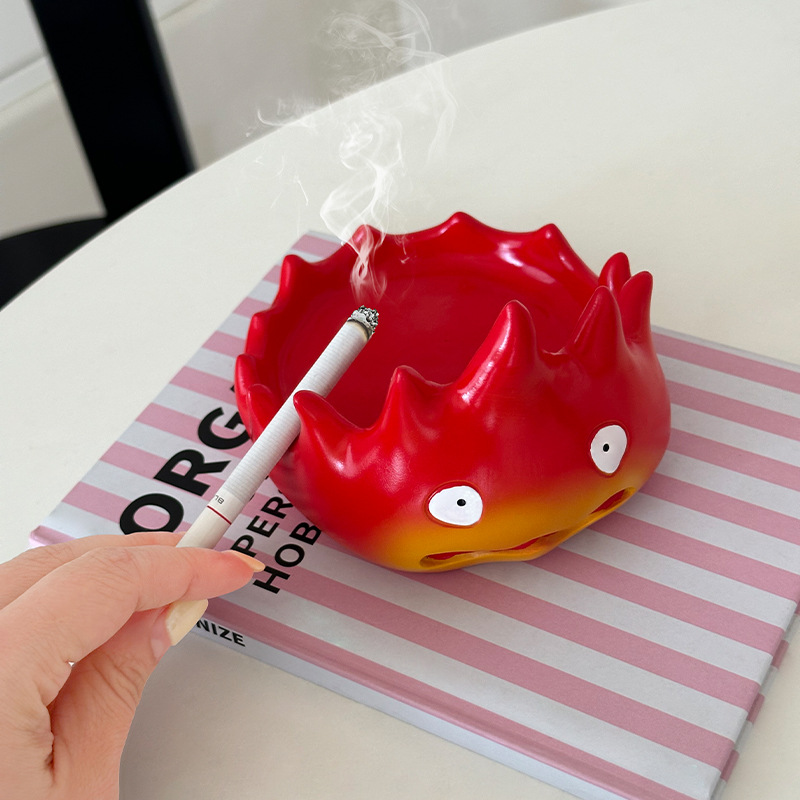 小火焰卡西法烟灰缸家用桌面装饰摆件创意带盖防飞灰烟缸烟蛊摆件详情4