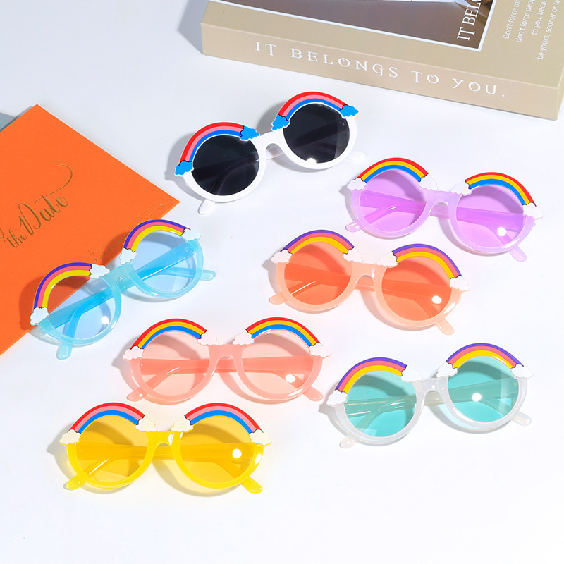 Rainbow niños gafas de sol al por mayor nuevos dibujos animados rainbow jelly color kids shades en stock gafas decorativas pic 3