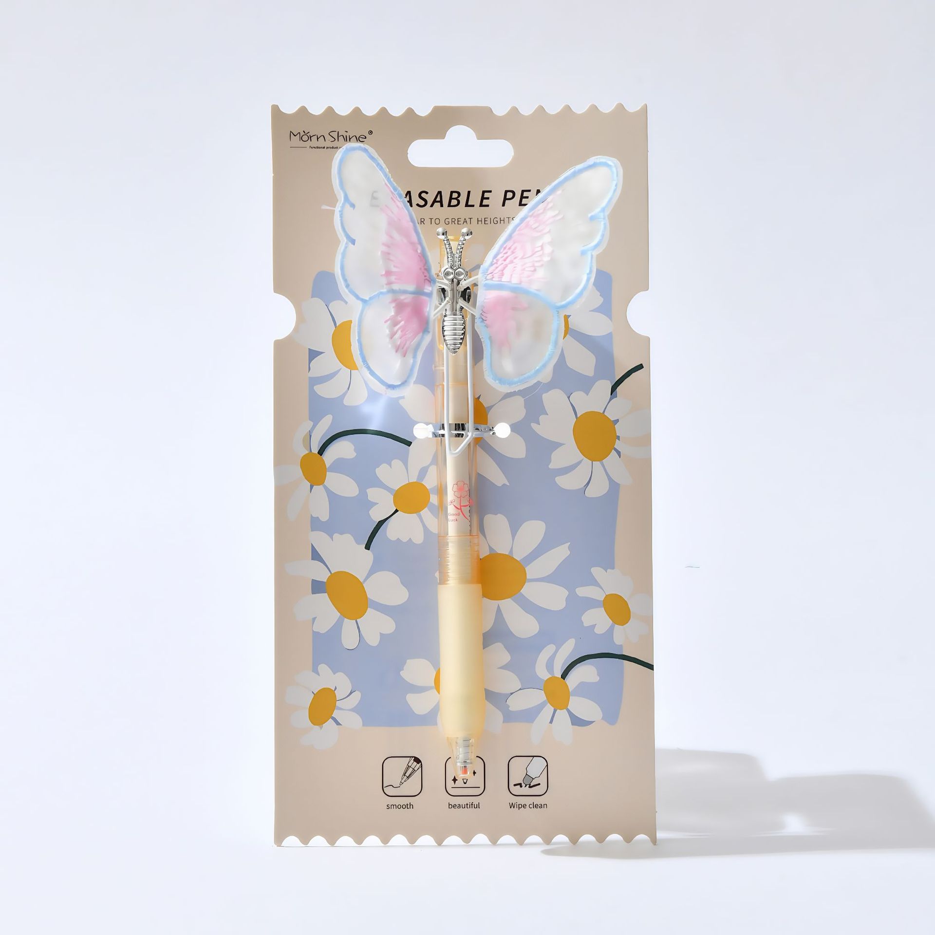 Chenxi butterfly-shaped press erasable gel pen Crystal blue Student black stationery wholesale erasable pen pic 5