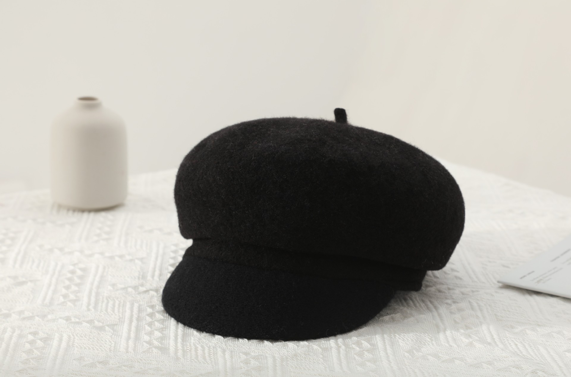 Designer all-wool newsboy cap for women, asymmetrical painter cap for autumn and winter, British style, versatile beret pic 12