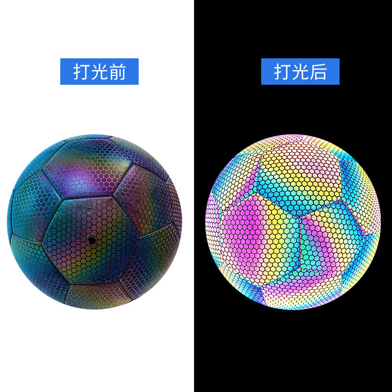 Wholesale of cross-border fluorescent reflective luminous footballs, No. 4 and No. 5 PU machine-sewn training luminous footballs pic 35