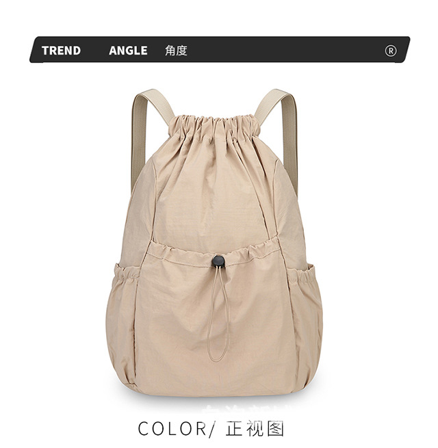新款轻便束口抽绳双肩背包韩系大容量户外通勤休闲可折叠双肩包详情31