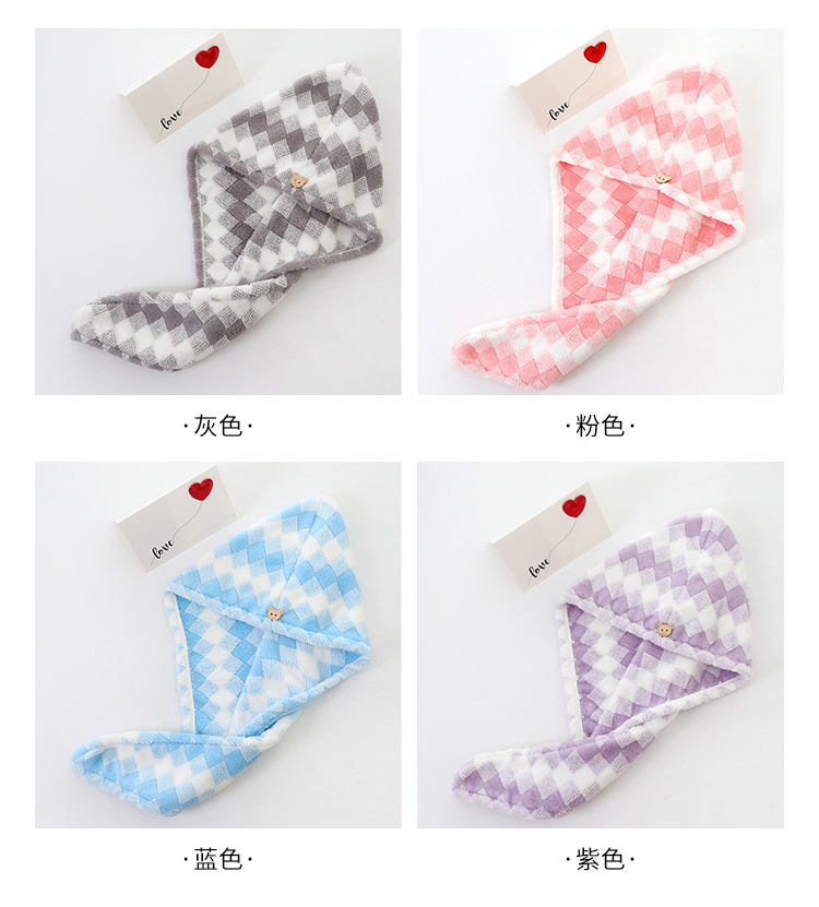 【 Chi Jia 】 Coral Fleece dry hair cap, Absorbent shampoo towel, Hair drying headscarf, cute shower cap, dry hair towel pic 5