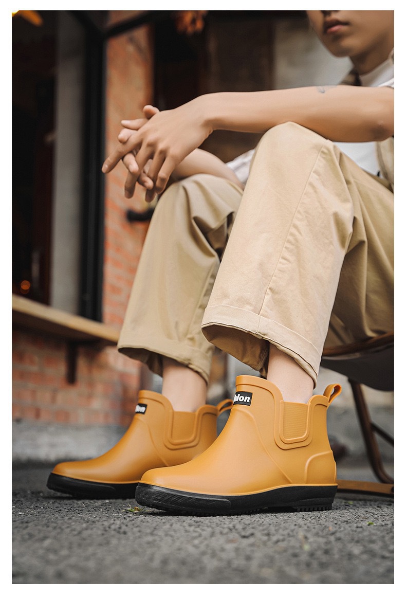 跨境雨鞋男士时尚雨靴防滑低筒新款切尔西成人户外钓鱼防水靴外贸详情24