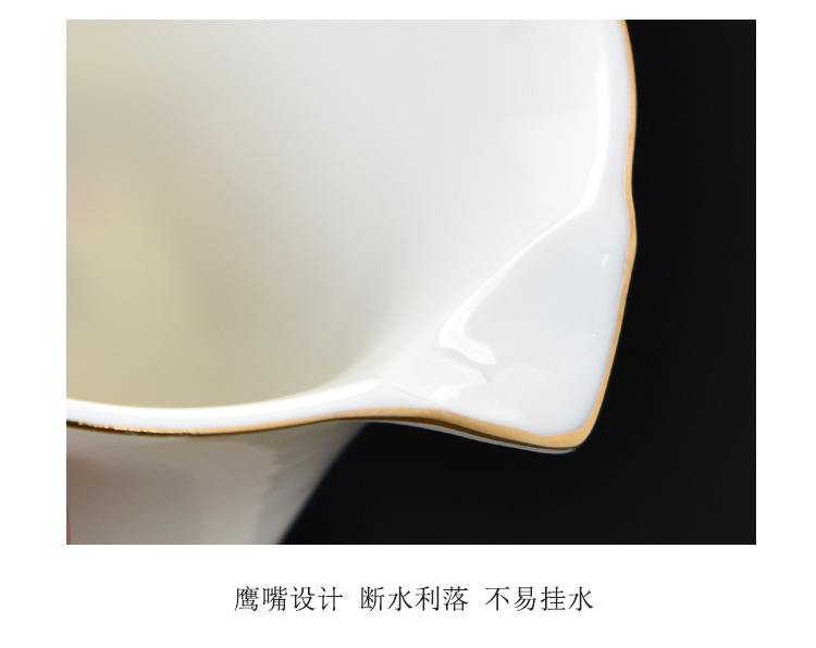 Sheep fat jade white porcelain covered bowl Gongfu tea set, business office ceramic gift complete set, home living room tea cup pic 17